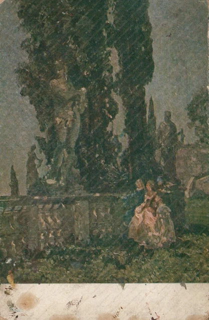 1910c Passeggiata sentimentale pittrice veneziana Emma Ciardi Venezia Cartolina