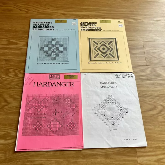 Lot 4 Hardanger Embroidery Pattern Books/Leaflets Susan Meier + Rosalyn Wantnemo
