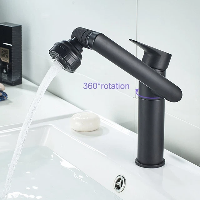 Waschtisch Wasserhahn 1080° Drehbar Deckmontage Splash Proof Bad Armatur
