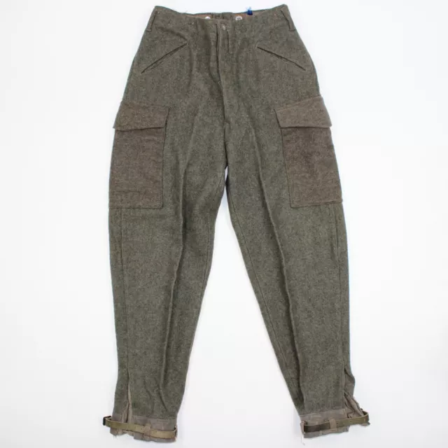 Vintage 1944 WW2 Swedish Heavy Wool Army Military Cargo Field Pants 29x30.5 RARE