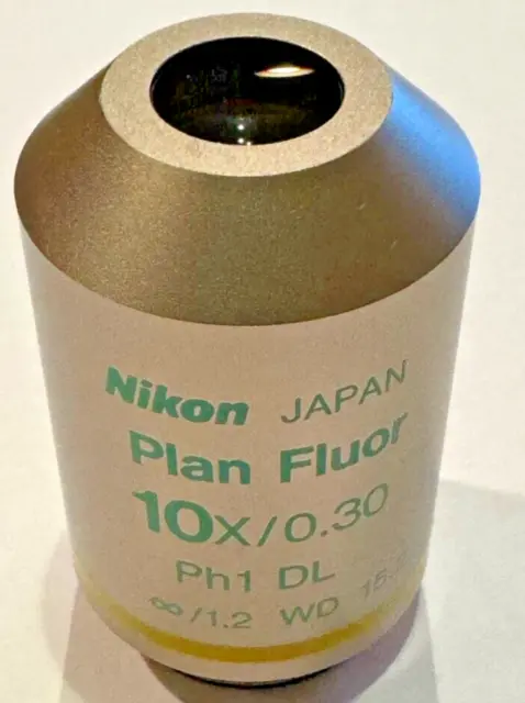NIKON  PLAN FLUOR 10X / 0.30 Ph1 DL MICROSCOPE OBJECTIVE FOR INVERTED SCOPES