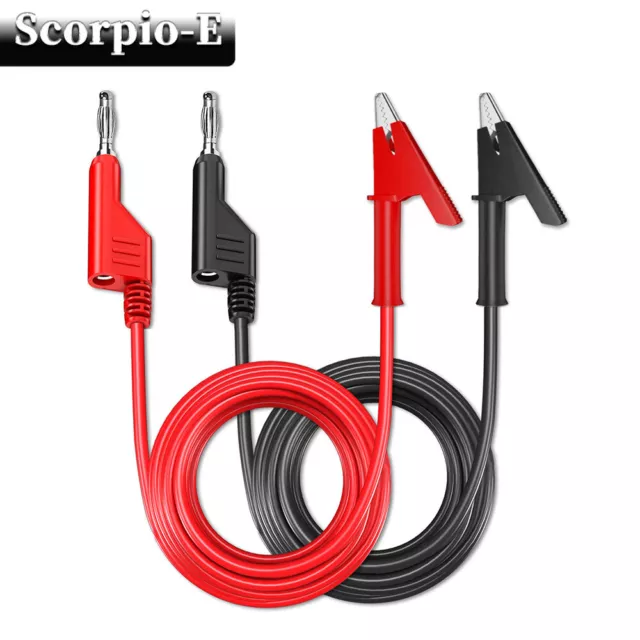 2PCS 4mm Stackable Banana Plug to Crocodile Alligator Clip Test Leads 1M Cable