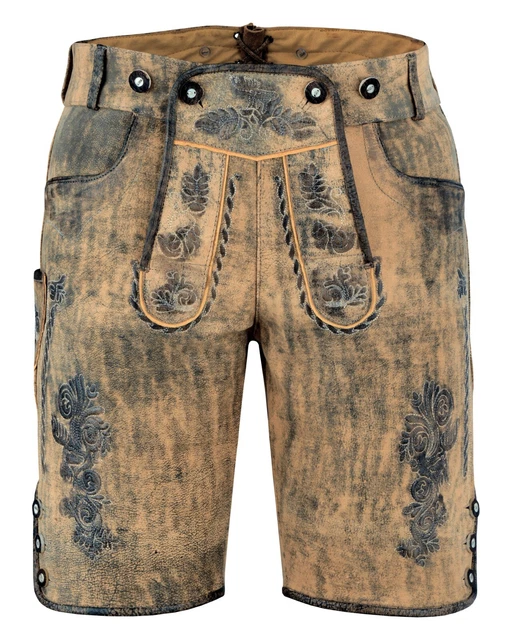 LEDERHOSEN GERMAN BAVARIAN TRACHTEN MEN SHORTS Oktoberfest Leather SHORTS