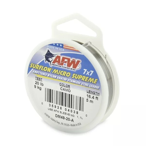 AFW Surflon Micro Ultra 1x19 Coated Stainless Leader 5m All Breaking Strains