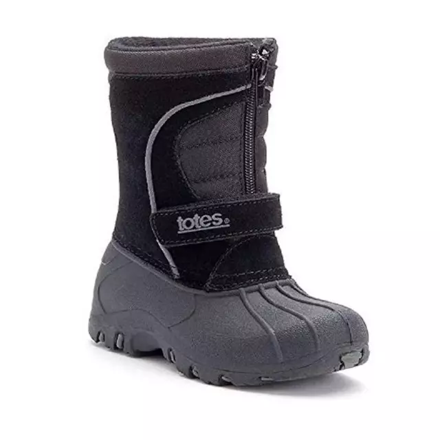 Totes Little Boys Winter Boots Sz 9 Travis NEW Black Waterproof Toddler Zipper
