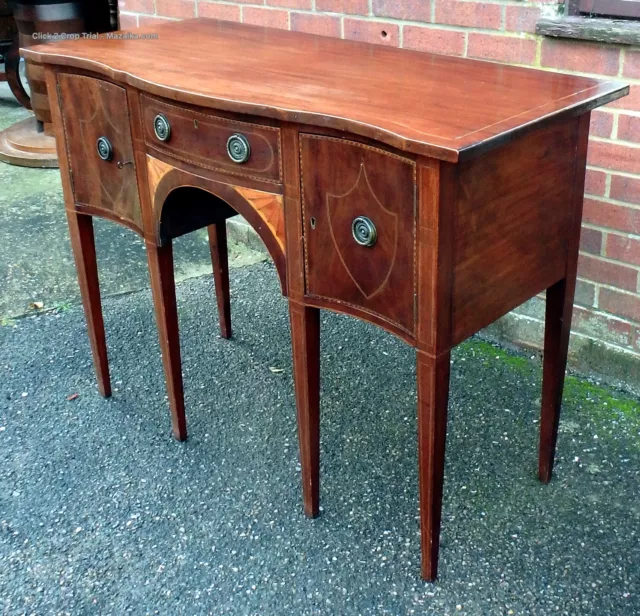 Georgian Sheraton antique serpentine mahognay inlaid country house sideboard