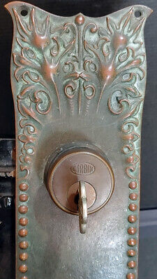 Beautiful Art Nouveau door lock and knobs. Corbin 1900 3