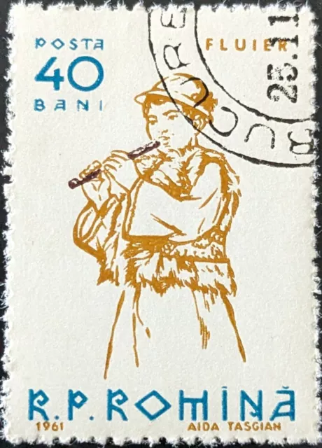 STAMP ROMANIA SG2878 1961 40B Musical Instruments Used