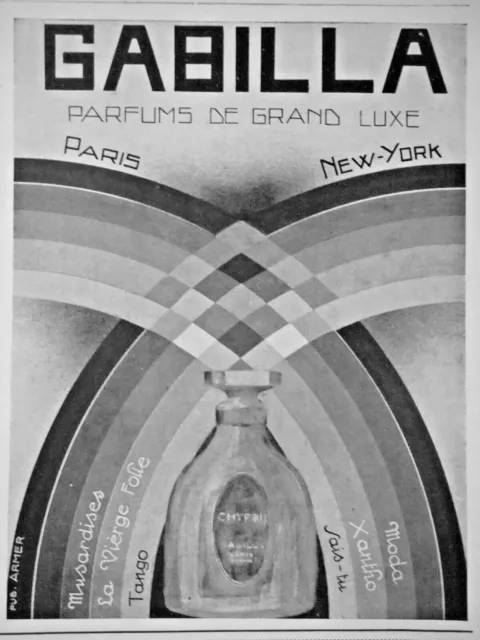Publicité De Presse 1928 Gabilla Parfum De Grand Luxe Musardises Tango Moda