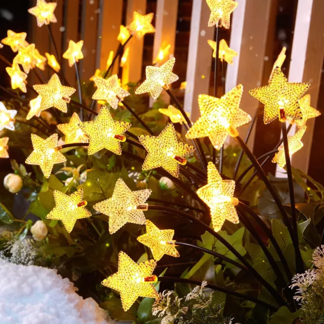 Solar Christmas Pathway Lights Outdoor - 4 Pack 48 LED Christmas Star Lights ...