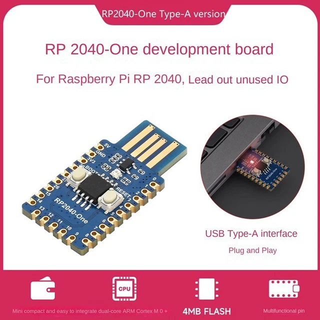 RP2040- Development Board Typ-A Version 4MB Flash für Microcontroller Devel D2M3