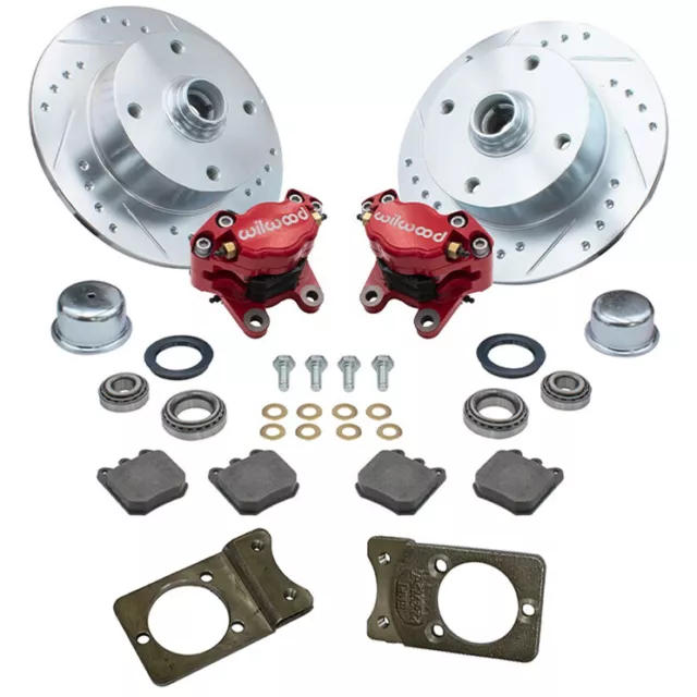 Empi 22-6157-R Vw Bug Front Wilwood Disc Brake Kit W/Brackets, Slotted 4 Lug Rot