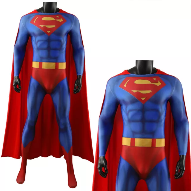 New 52 Superman Muscle Jumpsuit Cosplay Superhero Bodysuit Men Costume Halloween