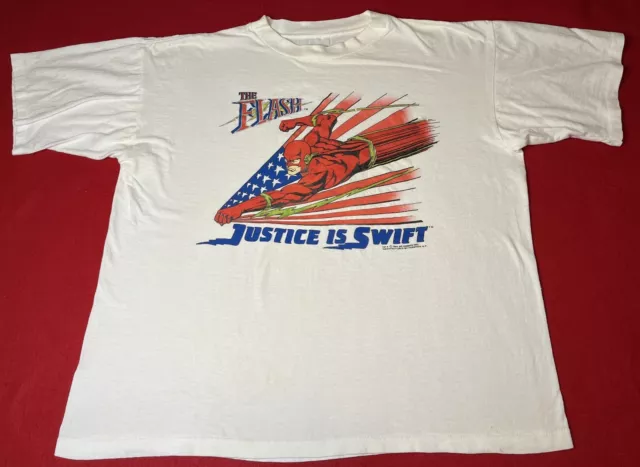 Vintage THE FLASH Justice Is Swift 1991 DC Comics Promo T Shirt XL Single Stitch