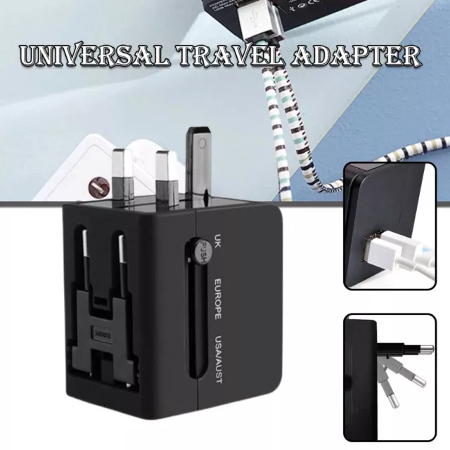 New Universal Adapter USB Charger UK US EU AU Plug Converter Adaptor AC Power 、