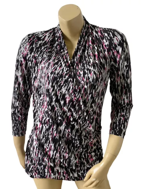 CHAUS Womens Size Large 3/4 Sleeve V Neck Faux Wrap Polyester Blend Career Shirt