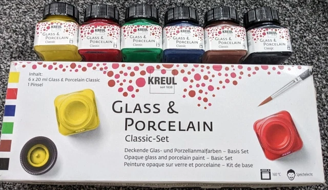 Paquete de 6 pinturas multicolor Kreul de porcelana y cerámica 641788 y 1 cepillo incluido
