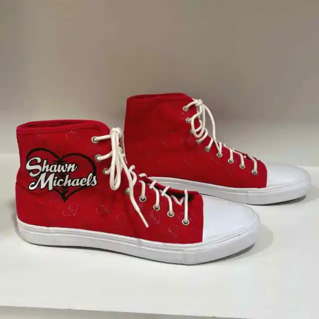 WWE Shawn Michaels Shoes Mens Size 7 Red White Chalk Line Heartbreak Kid  WWF HBK 