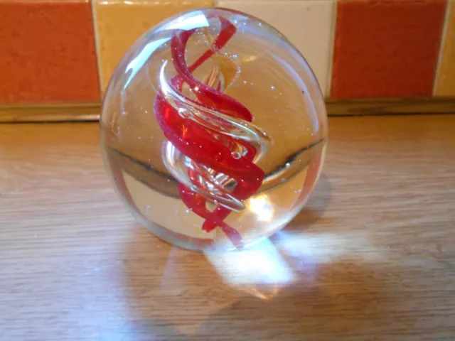 Lovely Large Glass  Swirl Paperweight  -  Probably Caithness - Great Gift