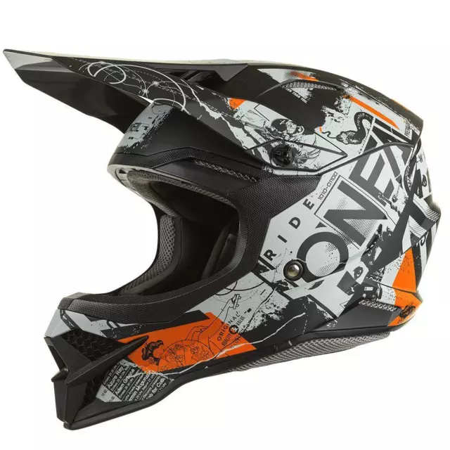 ONEAL 3SRS Scarz V.22 MX Helm schwarz grau orange Motocross Motorrad Enduro