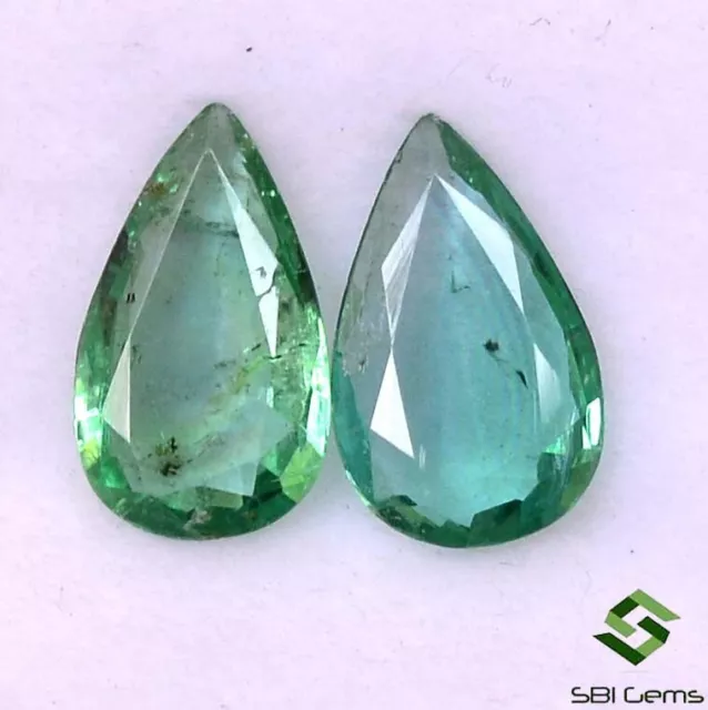 8x5 mm Natural Emerald Pear Cut Pair 0.96 CTS Untreated Loose Certified Gemstone