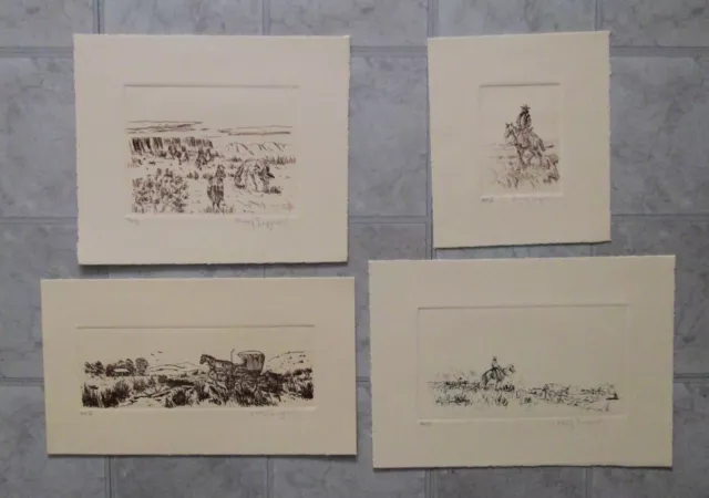 Cowboy Sandy Ingersoll Studied With O.C. Seltzer 4 Original Etchings Western Art