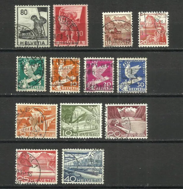 Suiza, 1932/49, lote de 13 sellos usados