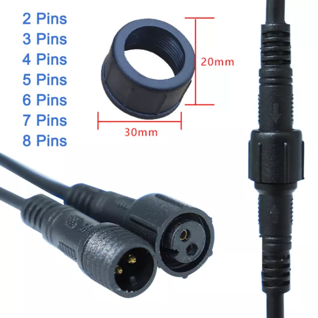 IP68 Waterproof Electrical Cable Wire Connector 2-8 Pins Joint Power Plug Socket