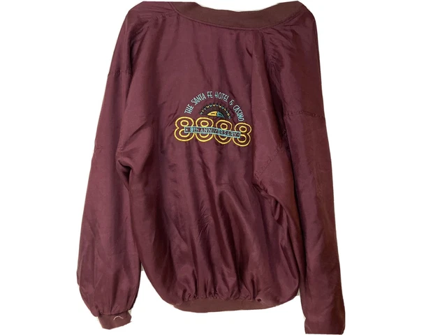 1999 Santa Fe Hotel Casino 8th Anniversary Las Vegas Windbreaker Jacket L Silk