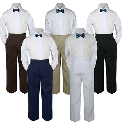 3pc Boys Baby Toddler Kids Green Teal Oasis Bow Tie Formal Pants Set Suit S-7