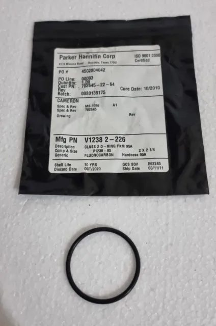 Parker Hannifin Corp V1238 2-226 Class 2 O-Ring Fkm 95A Lot Of 3 Pieces *New*