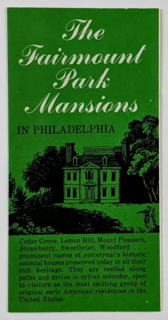 Philadelphia Pennsylvania Fairmont Park Mansions Vintage Pamphlet Woodford 1950s