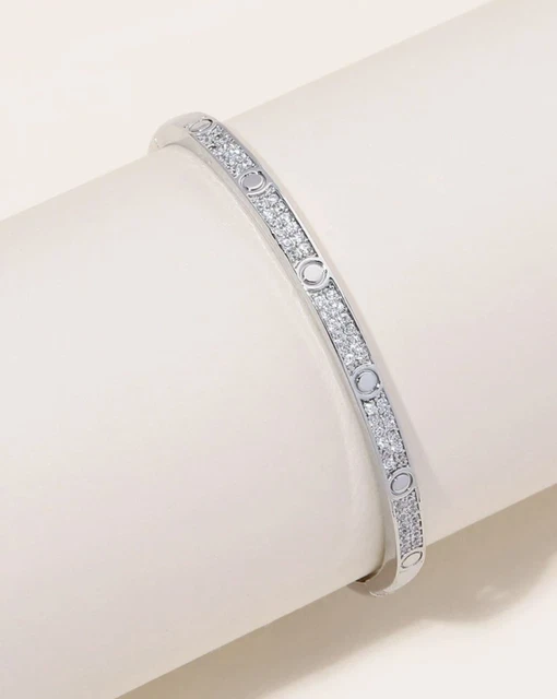 Bracelet Jonc Femme Réglable En Alliage Argenté/Gris - Style Manchette, Neuf Sans Emballage
