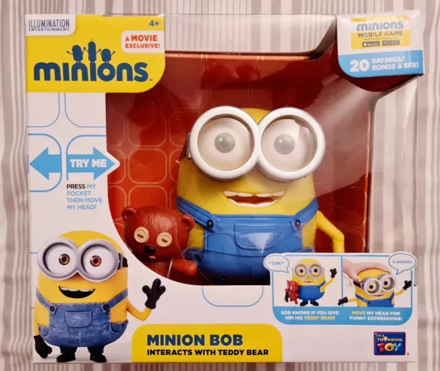 Minions Minion Bob Interacts with Teddy Bear RARE 8" Deluxe Talking Figure BNIB