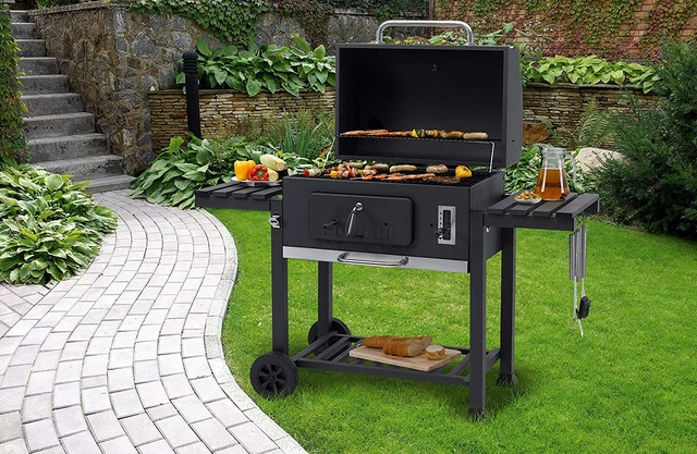 Smoker BBQ Grillwagen Angular Holzkohlegrill Grill Räucherofen Plus Barbecue Neu