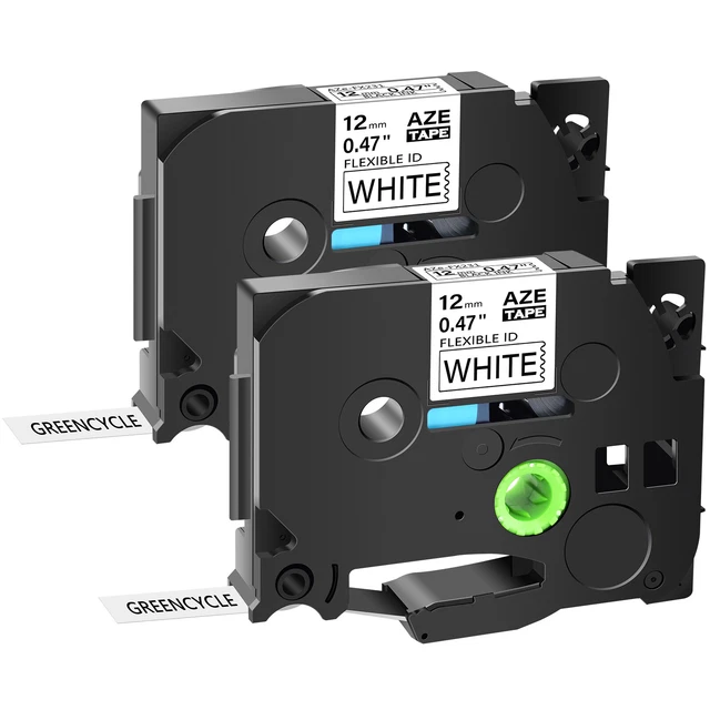 2PK Compatible with Brother PT-6100 TZ TZe-FX231 White Flexible Label Tape 12mm