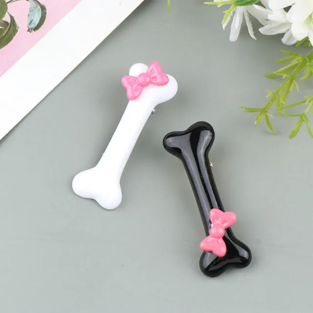 Kawaii Bow Dog Bone Shape Hair Clips Popular Black And White Bone Hairpin Girls