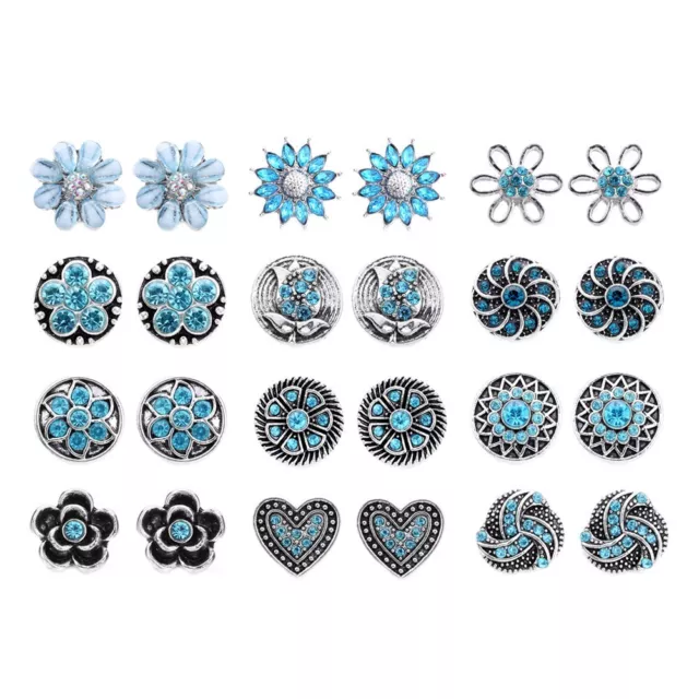 24pcs Mixed Pairs Rhinestone Snaps Charms 12mm Snap Button Fit 12mm Snap Jewelry
