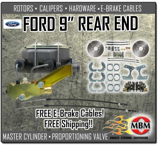 FORD 9& REAR Disc Brake Conversion Kit Complete W/ Disc Disc Master