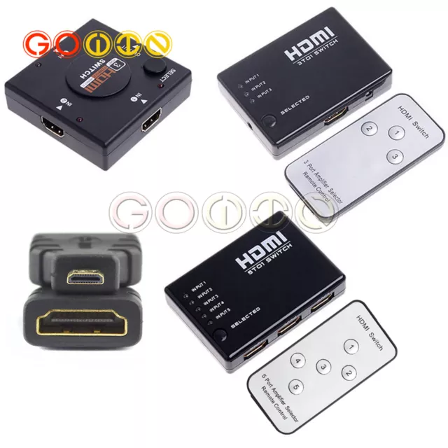 3/5 Port 1080P Video HDMI Switcher Switch Splitter IR Remote Control For HDTV