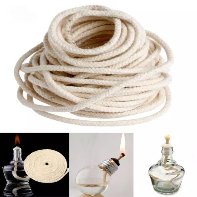 Cotton Round Wick Rope for Kerosene Oil Lamp Lantern Torch Candle 1.5mm- 5mm dia