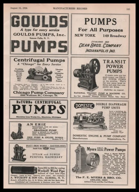 1926 Manistee Iron Works Co. Michigan RoTurbo Centrifugal Pumps Vintage Print Ad