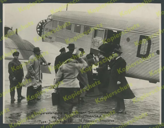 orig Foto Lufthansa Junkers Ju 52 D-AFIR Fluggäste Piloten Tempelhof Berlin 1934