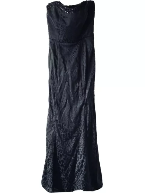 Jessica Simpson David’s Bridal Black Beaded Satin Strapless Mermaid Dress Size 7