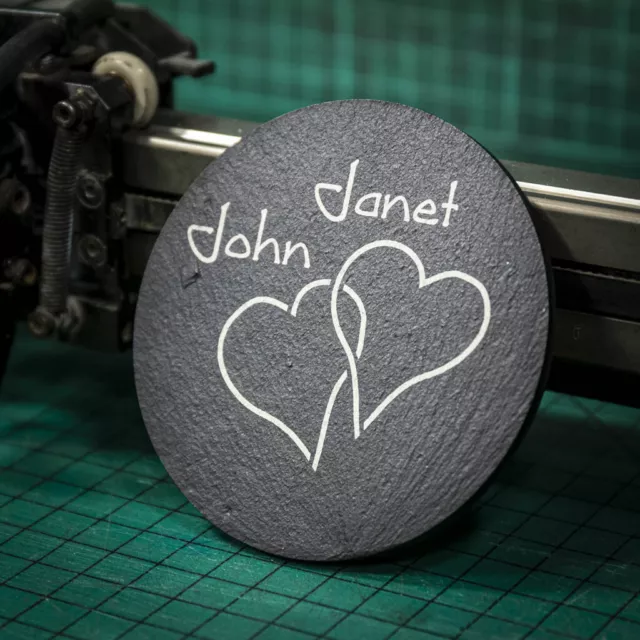 Pair of Personalised Welsh Slate Coasters in Gift Box for Lovers