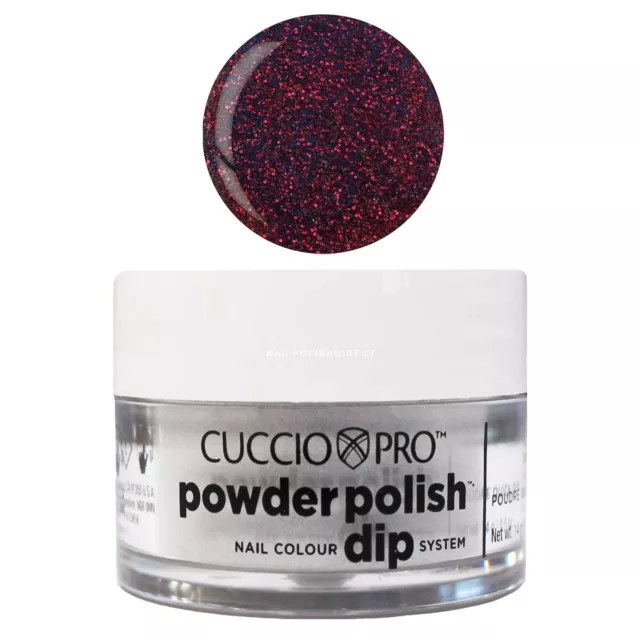 Cuccio Pro Powder Polish - Nail Dip System - Purple With Red Glitter 14g