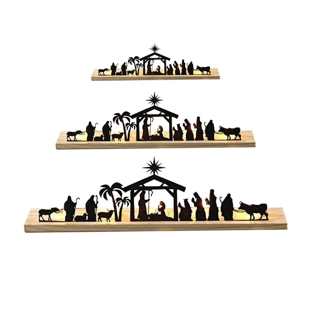 Nativité de Noël en métal Ensemble en métal Sculptures autoportantes