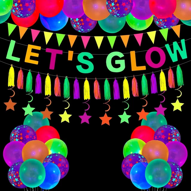 123-teiliges Neon-Party-Set Für 40 Gäste – Inkl. Teller, Servietten, Tischdecken, Banner