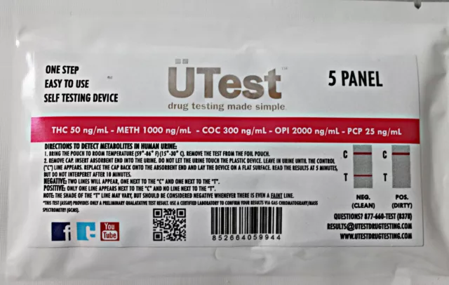 SELF HOME TEST YOURSELF 5 PANEL for urine or unwanted substances easy use 2