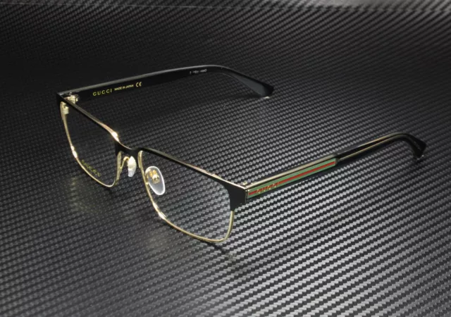 GUCCI GG0383O-004 Rectangular Black Endura Gold Demo Lens 58 mm Men's Eyeglasses